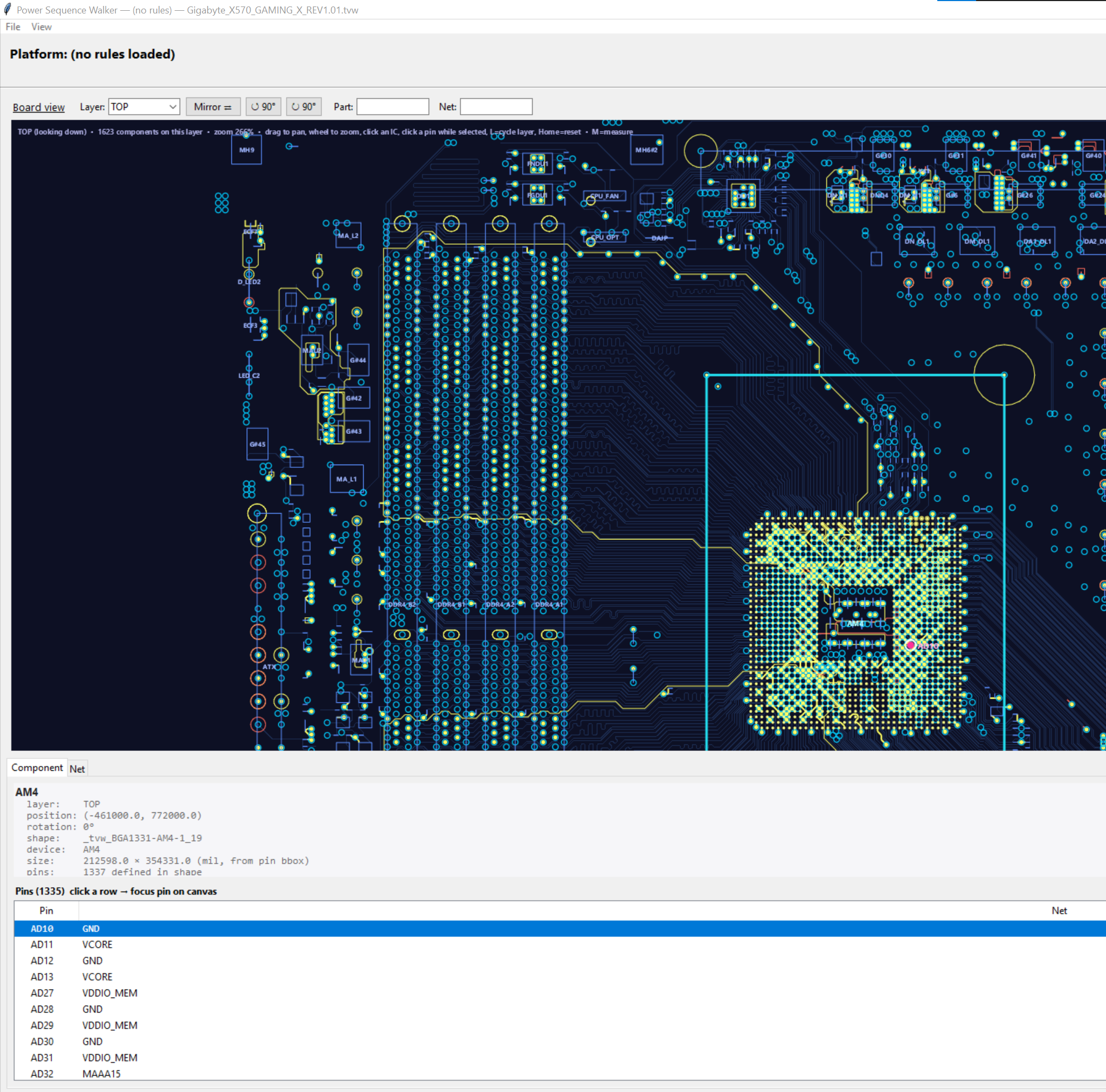 Thermetery Boardviewer showing traces of a GPU