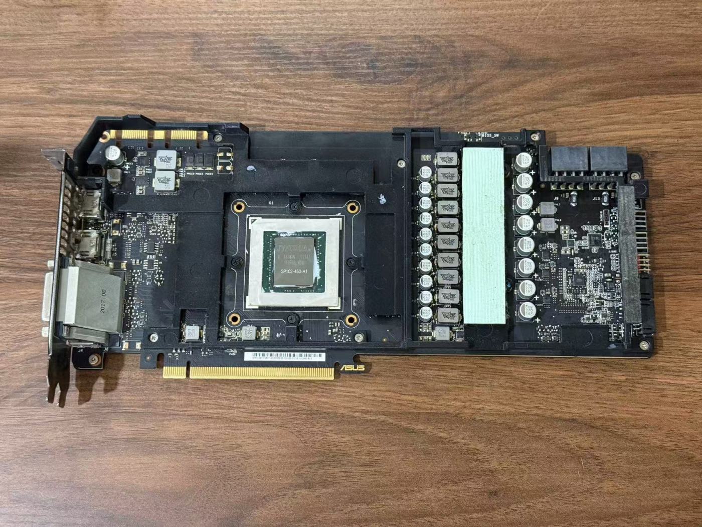 A graphics card PCB with a transplanted GPU core